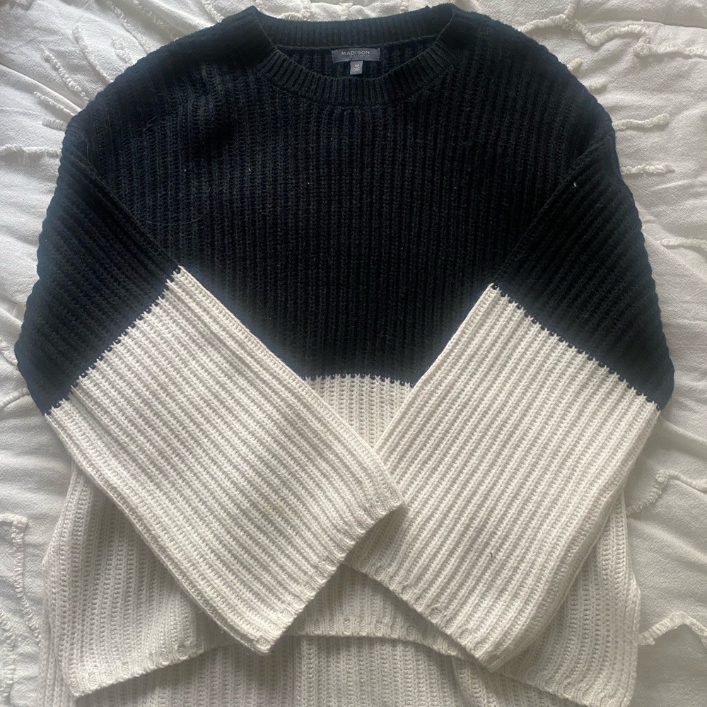 black and white sweater